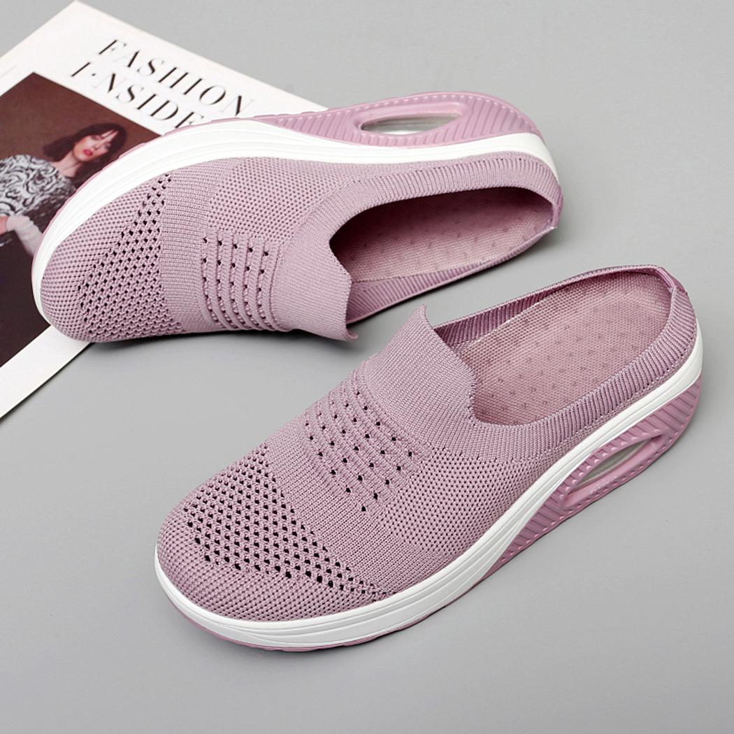 

Модные летние сандалии для женщин Новые дышащие полушлепанцы для женщин для улицы Нескользящие прогулочные платформы Повседневная плоская обувь 35-43 35 розовый