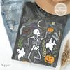 Retro Dancing Skeletons Shirt, Vintage Halloween Cats Pumpkin Tee, Cute Spooky Season Tshirt, Comfort Colors Fall Autumn Graphic Tee