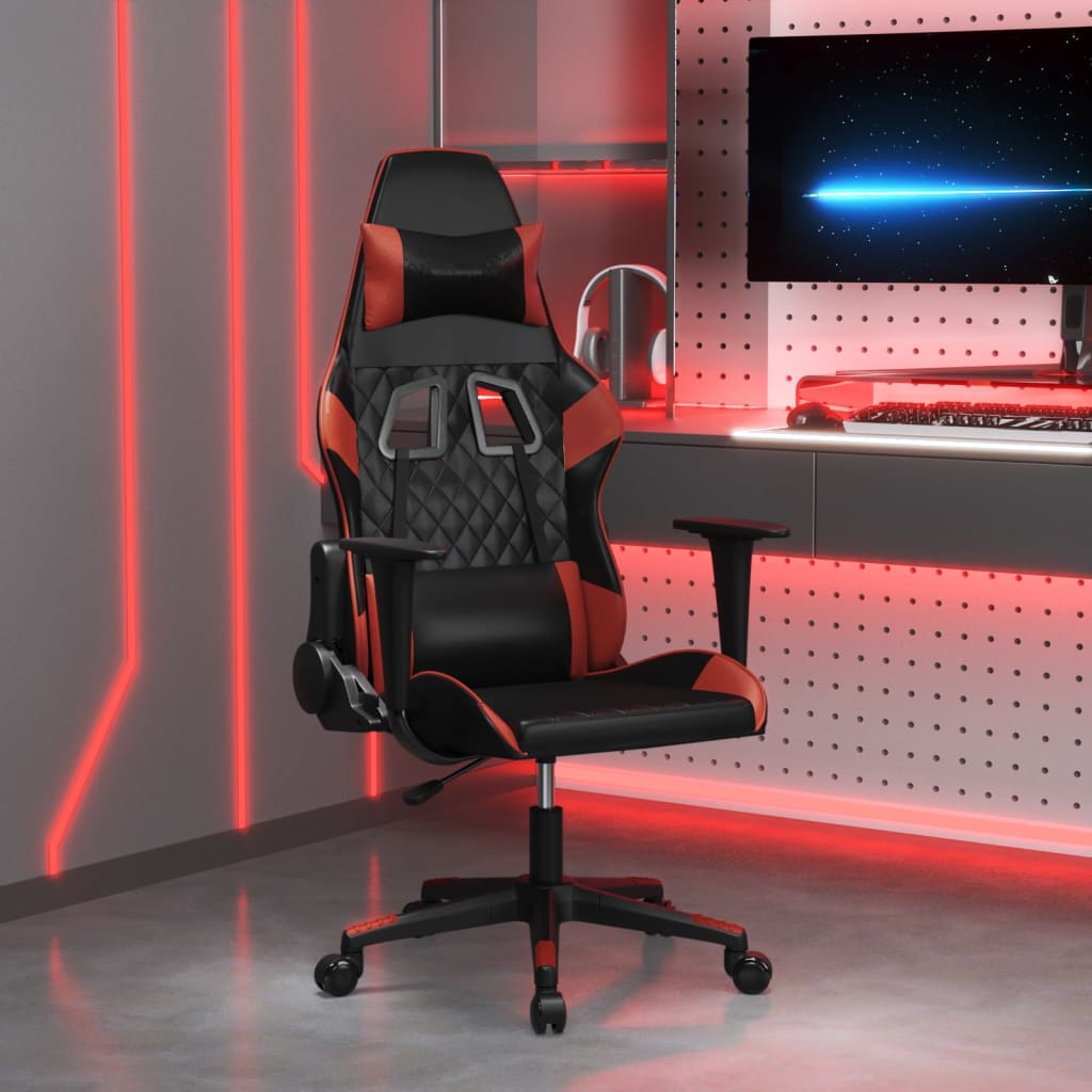 Gaming Chair in Black and Burgundy Artificial Leather