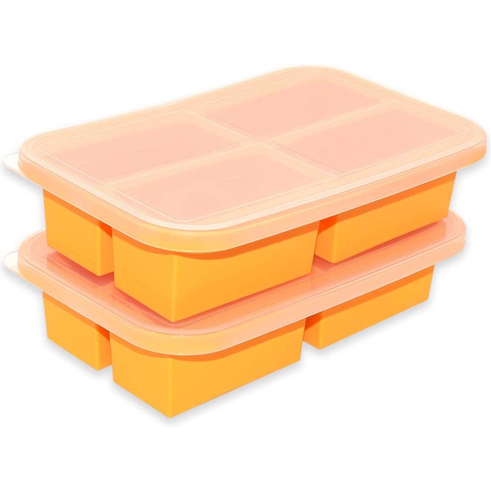 1 Cup Silicone Freezer Trays with Lid, Soup Freezer Trays & Molds & Containers,Large Silicone Ice Cube Tray For Freezing