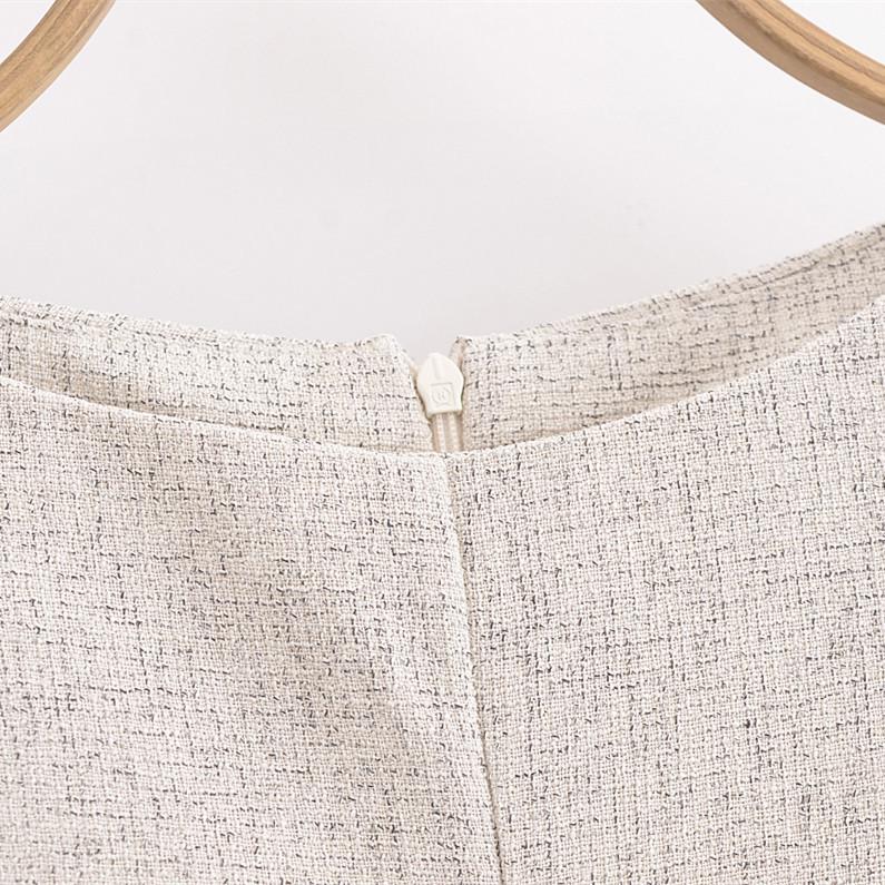 Spring 2025 Women's Slimming Short-Sleeve Dress with Round Neck