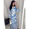 2025 Spring European & American Style Small Floral Chiffon Dress for Women