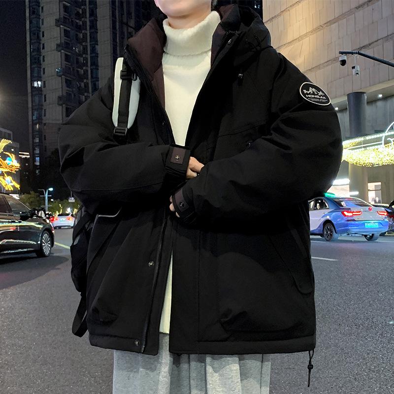 

Мужская зимняя куртка-пуховик с капюшоном 2025 - Толстая, теплая и ветрозащитная L чёрный