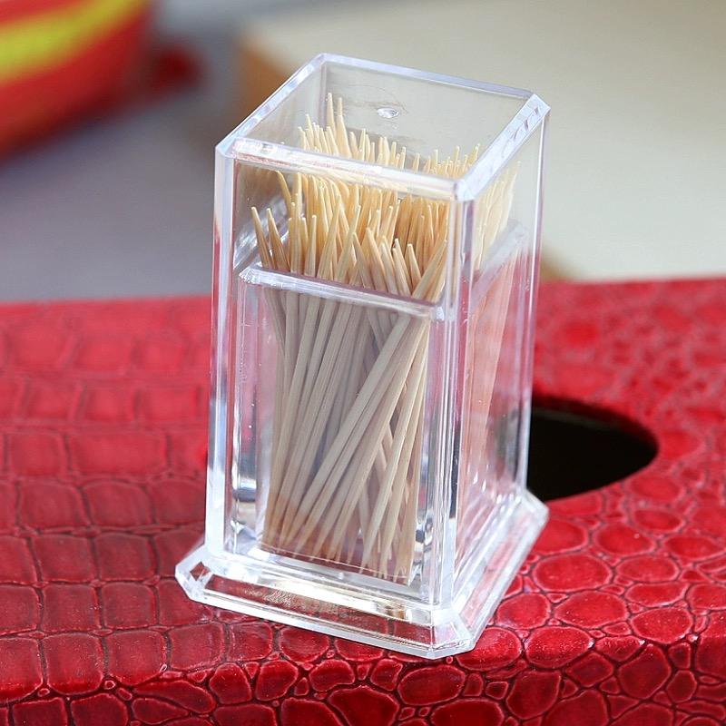 Minimalist Acrylic Toothpick Holder Creative Design Acrylic Cotton Swab Holder Transparent Toothpick Box Cup Home Use Kitchen Accessories