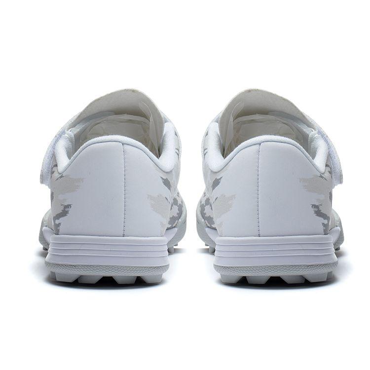 Li Ning Kids Synthetic Leather Color Block Comfortable Lightweight Breathable Low Top Soccer Shoes Kids sneaker Gray White ASTT008-3