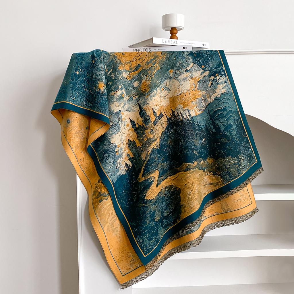 Design Architecture Print Scarves Women Winter Thicken Scarf Imitation Cashmere Shawl Warm Coldproof Windproof Blanket