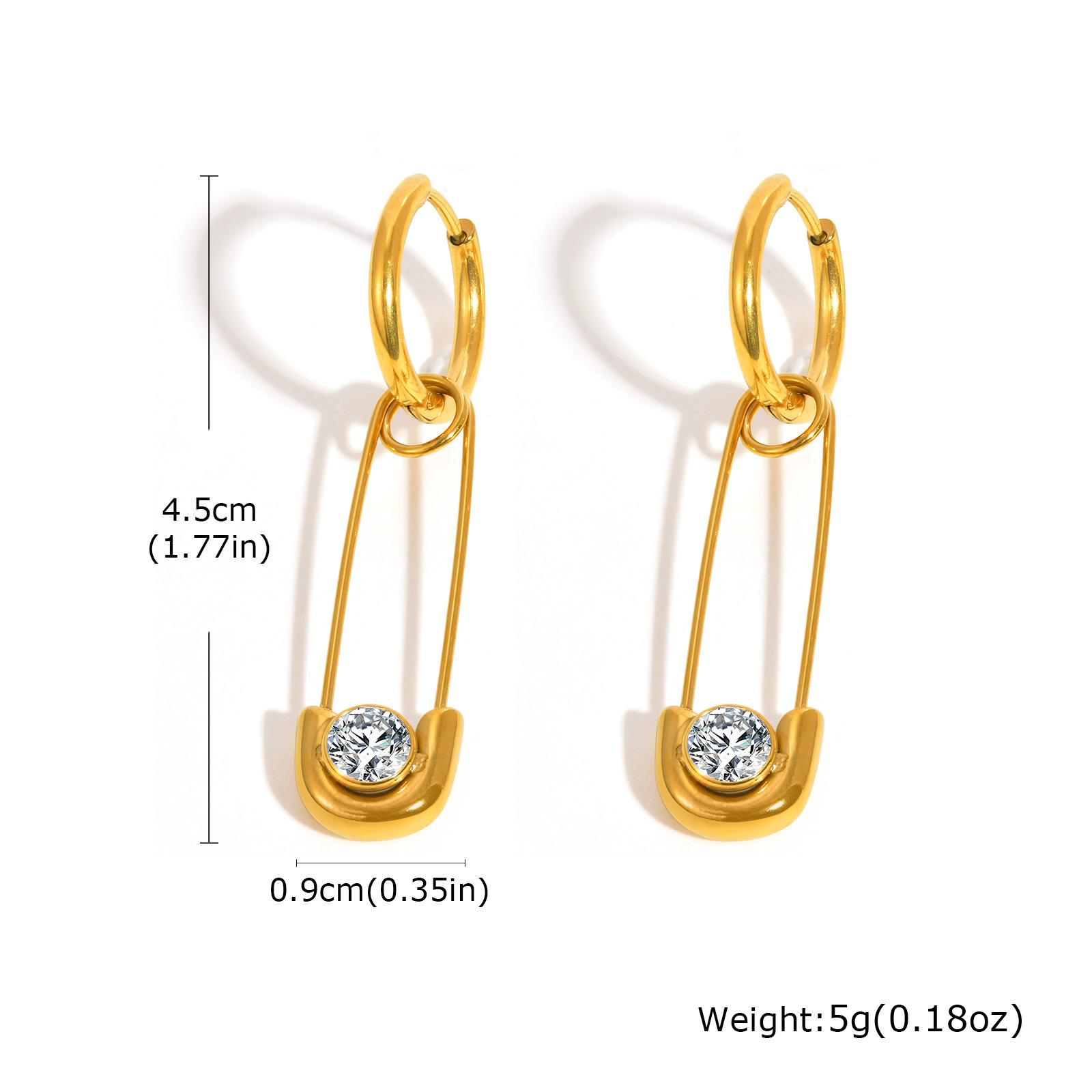 

Jewelry Women s Stainless Steel Zircon Pin Gold Earrings Fashion Accessories 828