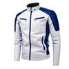 Spring and autumn recreational locomotive splicing leather jacket men's stand-up collar retro thermal leather jacket