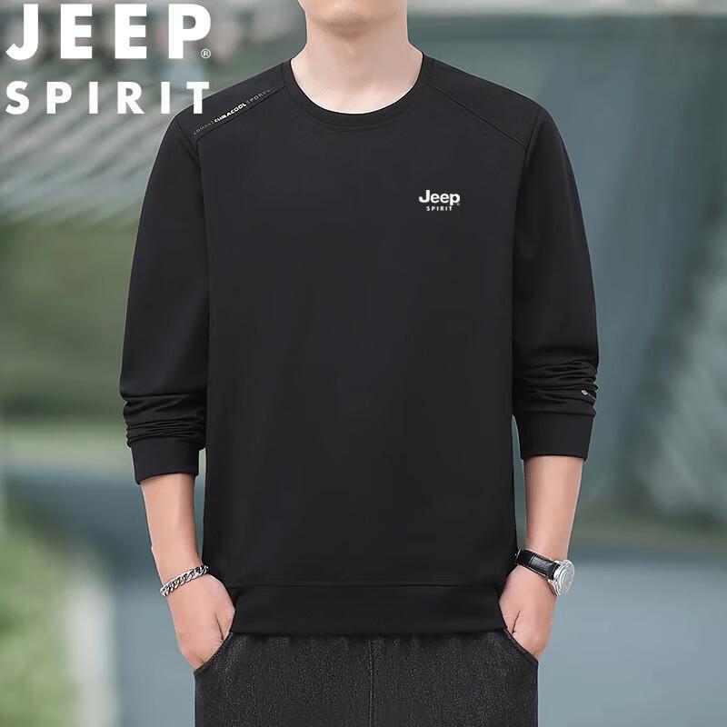 JEEP SPIRIT Men's Versatile Round Neck Pullover Sweatshirt