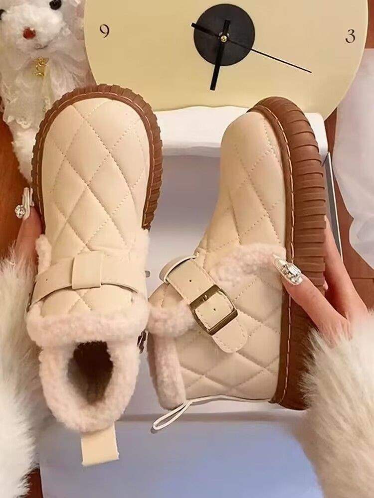 Snow boots women's winter velvet thickened new warm platform bread shoes Northeast cotton shoes waterproof and non-slip soft-soled shoes
