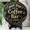 2D Flat 1pc Vintage Coffee Bar Aluminum Decoration Plaque, "Good Days Start Here" Lettering Sign, Kitchen Decor, Coffee Shop Wall Art Decor, Ideal