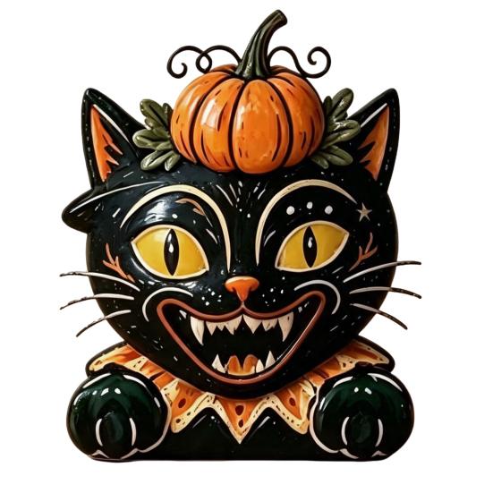 Cute Desktop Decoration Vintage Halloween Wooden Figurine, Rustic Witch Zombie Cat Owl Frog Tabletop Home Shelf Accents Ornament, Farmhouse