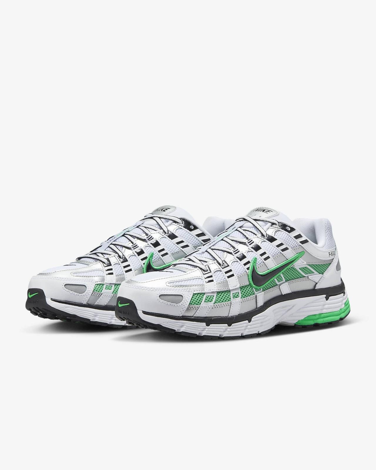 CD6404-104 Nike P-6000 White Metallic Silver Spring Green Black (Men s) 9.5