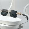 2025 Classic Rimless Square Sunglasses Men Tint Color Metal Cheetah Decoration Fashion Luxury Sun Glasses Women Unisex