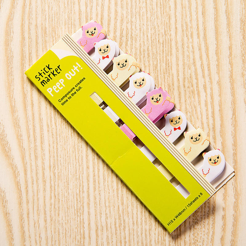 1 Pcs Kawaii Stationery Cartoon Animals Marker Memo Pad Sticky Bookmark Flags Index Tab Sticky Notes Label Paper Stickers