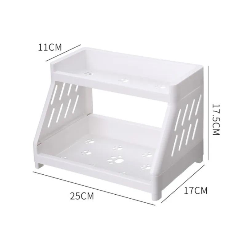 

Настольный стеллаж для хранения вещей, двухэтажная книжная полка с мультяшными персонажами, стеллажи для косметики в спальне, простая полка для хранения в виде кошачьей лапки, органайзер для дома, полки