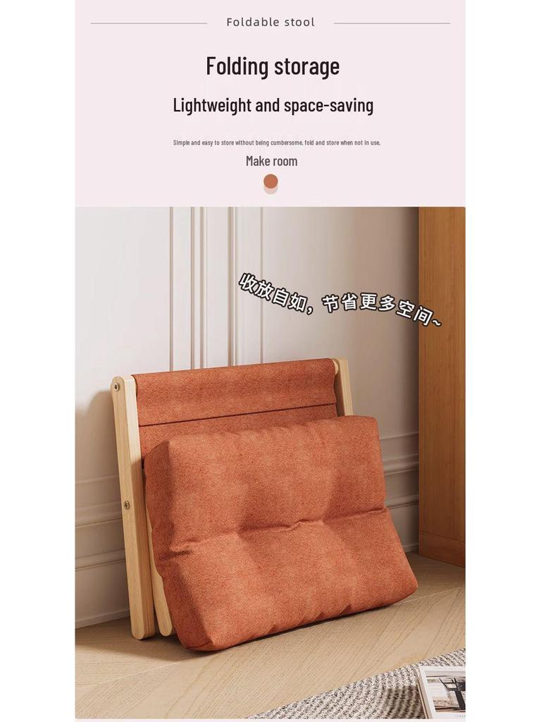 Sammenleggbar oppbevaringskrakk i massivt tre for sko og fotstøtte