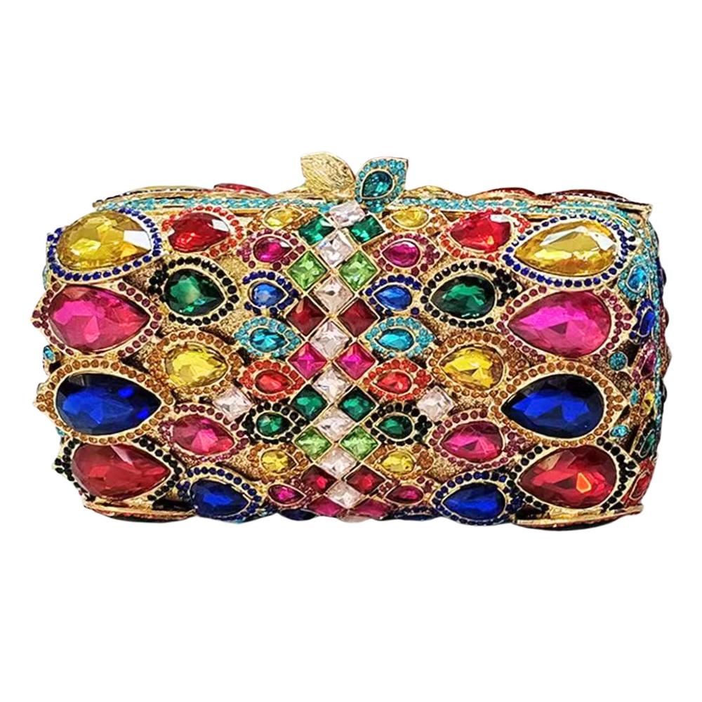 Damen Kristall Abendtasche Clutch Große Strassstein Hochzeits Tasche Grün/Champagner Luxus Damen Diamant Brautparty Mini Minaudiere