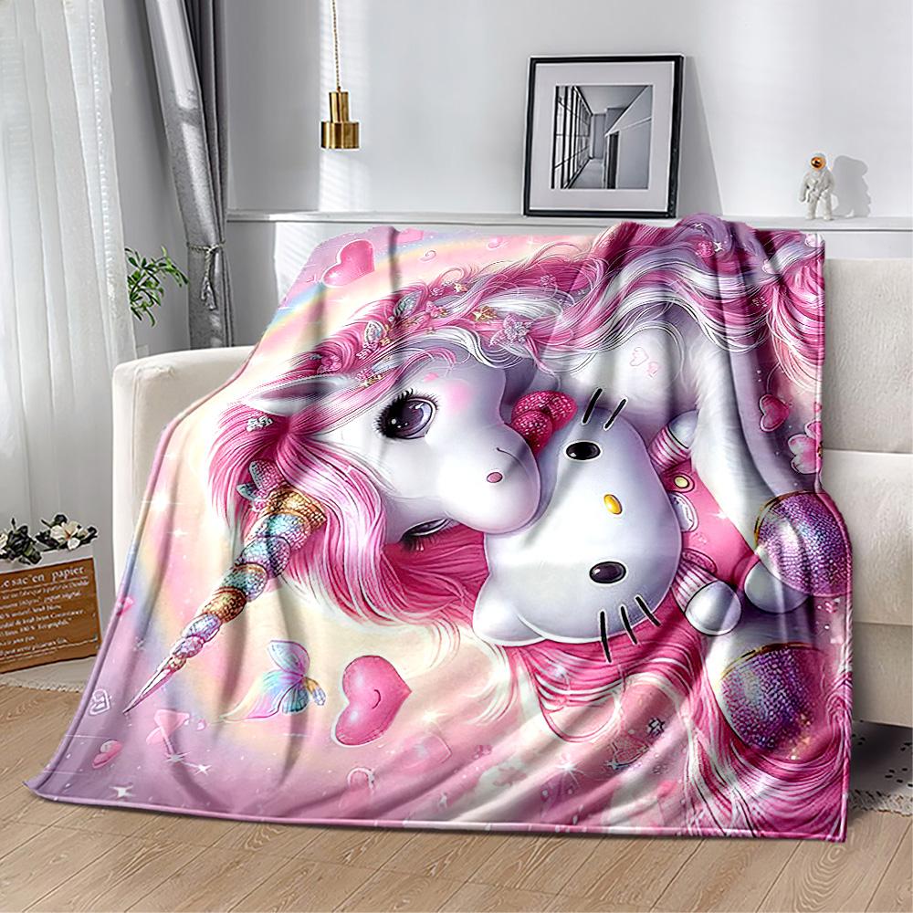 1pc Rainbow Unicorn Sky blanket Soft and Warm for Sofa Office Camping Travel Livingroom Great Gift for Friends and Family Comfortable