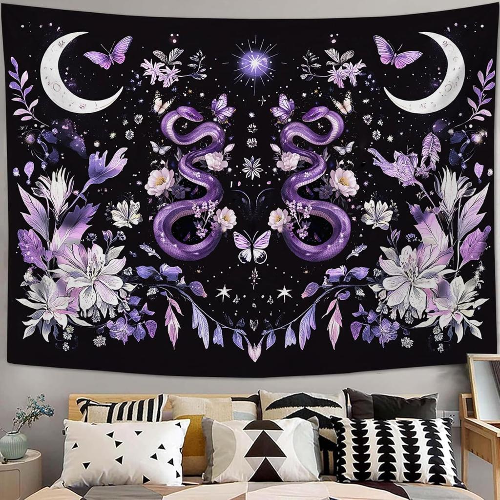 Skeleton Lovers Tapestry Floral Skull Aesthetic Tapestries Horror Gothic Hanging Wall Art Decor Home Decoration for Bedroom Livi