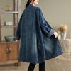 Women's V-neck Denim Jacket with Large Pockets Autumn New Style Medium To Long Windbreaker Large Size