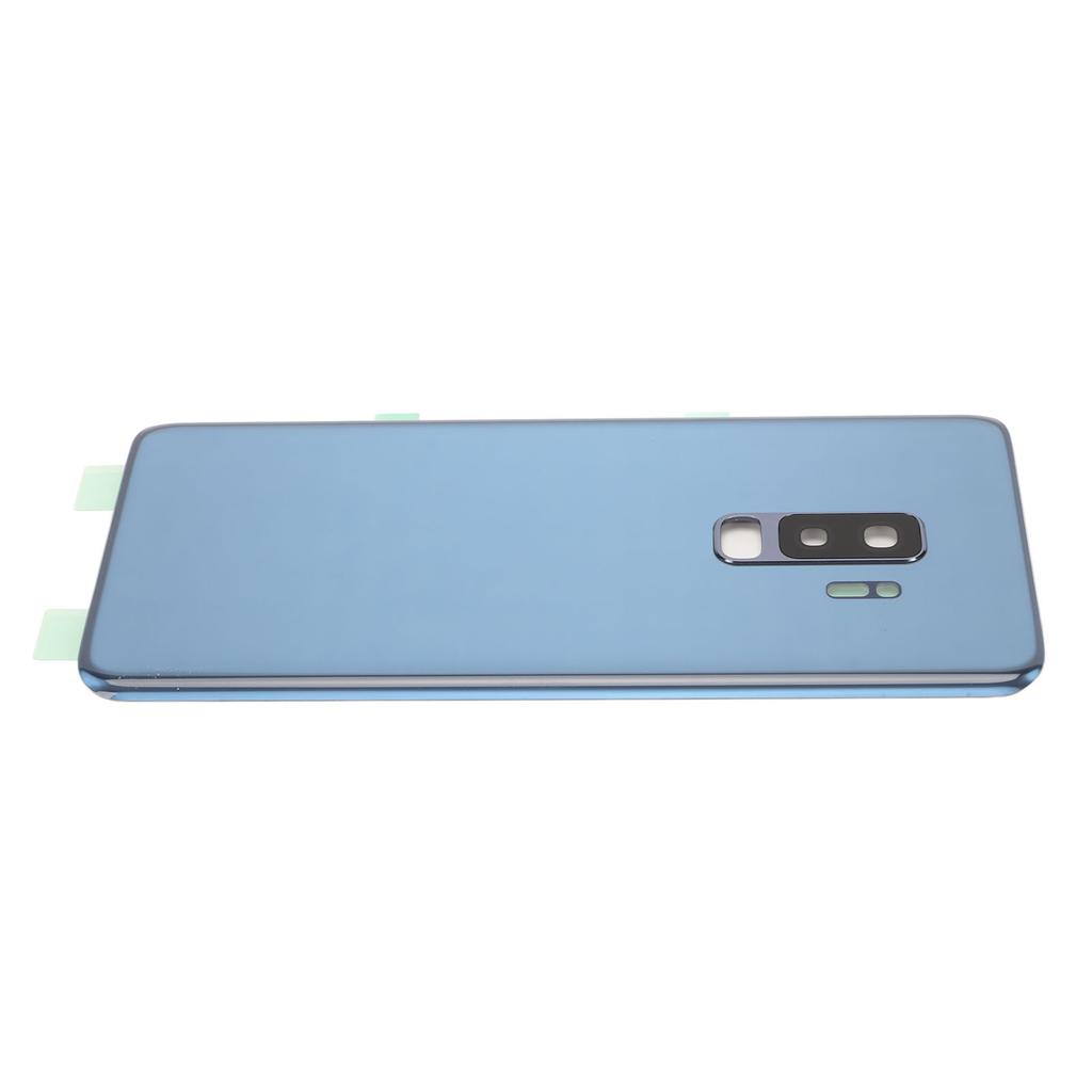 Battery Back Glass Cover Replacement Rear Door Housing with Pre Installed Camera Lens Tape for Galaxy S9+ Plus G965 Blue