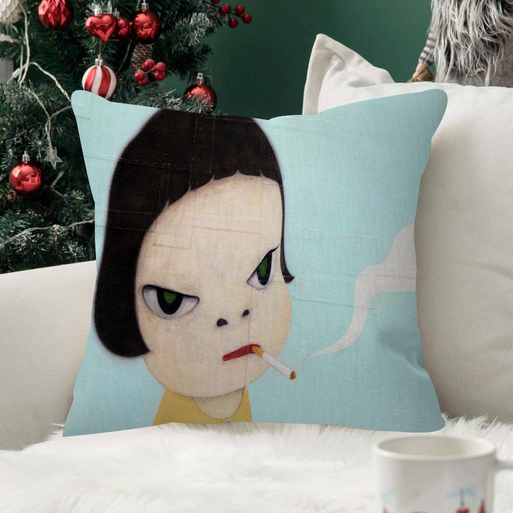 YYoshitomo Nara Fashion Decorative Pillowcase Throw Cover Pillow Case Cushion For Living Room Square Home Decor