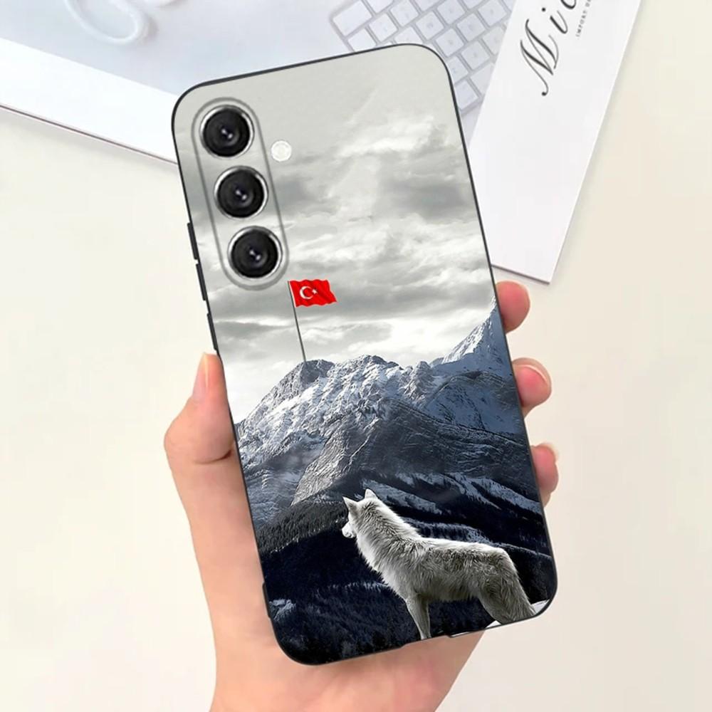 Turk Wolf Turkey Flag  Phone Case For Samsung S25,S24,S21,S22,S23,S30,Ultra,S20,Plus,Fe,Lite,Note,10,9,5G Black Cover