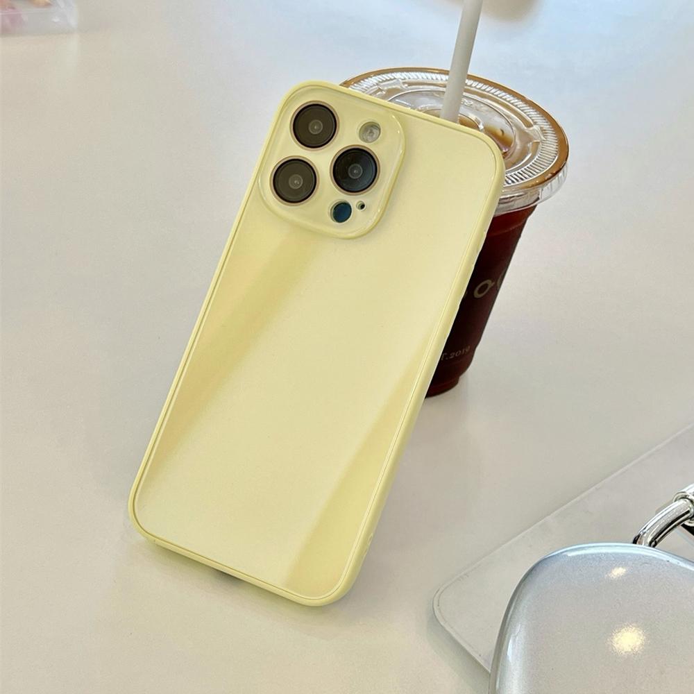 

Розкішний прозорий корпус AG Glass кольору цукерок для iPhone 17 16 15 14 13 12 11 Pro Max, захист камери по всій площі, протиударна задня кришка iPhone 11 жовтий