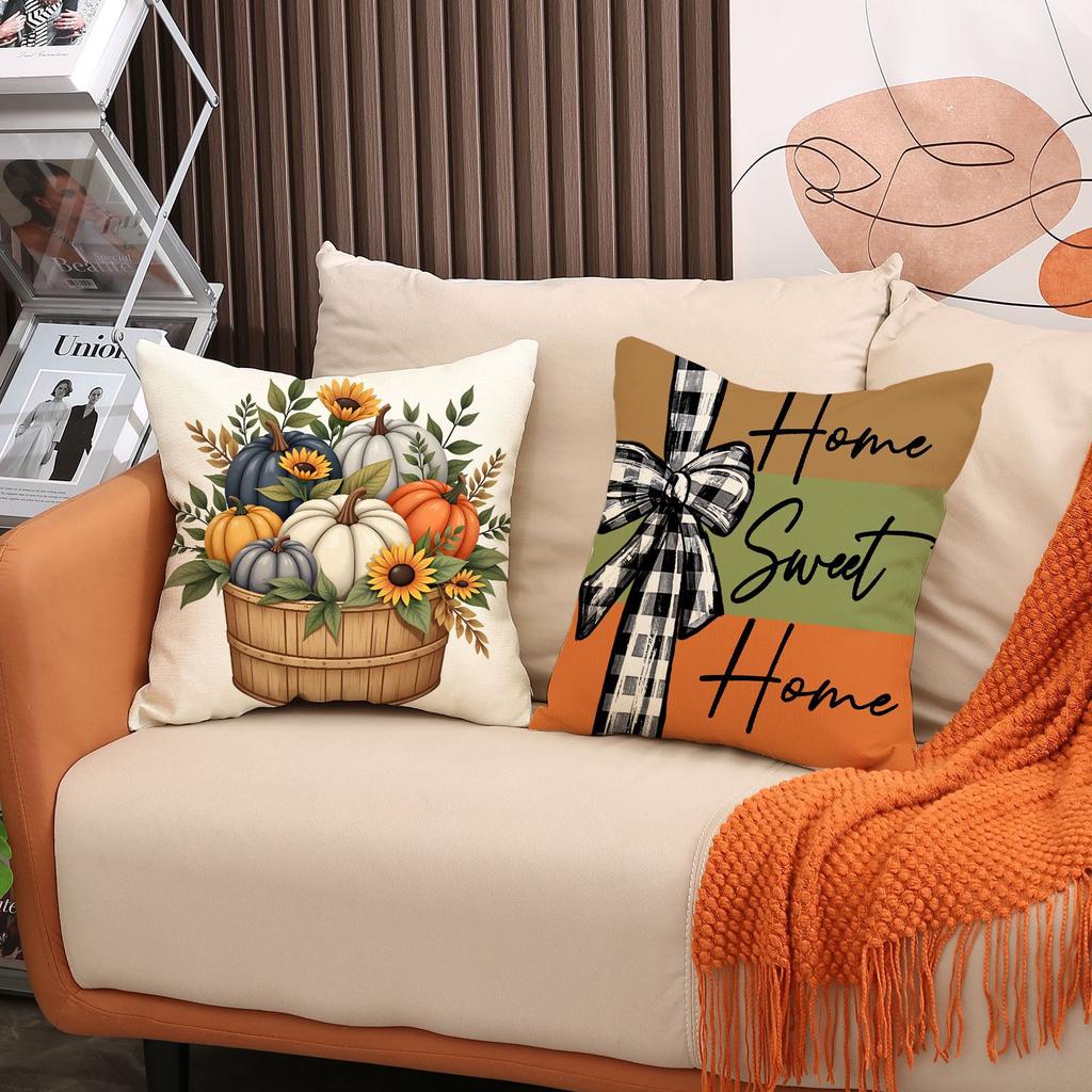 Autumn Pumpkin Print Pillow Cover New Living Room Seat Cushion Harvest Decorative Sofa Cushion