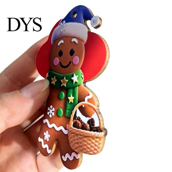 Christmas Home Window Decor Gingerbread Man Tree Hanging Ornaments, Wooden Decorative Pendants, Festive Party Favor Tags Lightweight Rustic