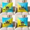 2D Eid Mubarak Cushion With Mosque Design Pattern Cushion Cover Suitable For Sofa Bedroom Car Pillow Cover