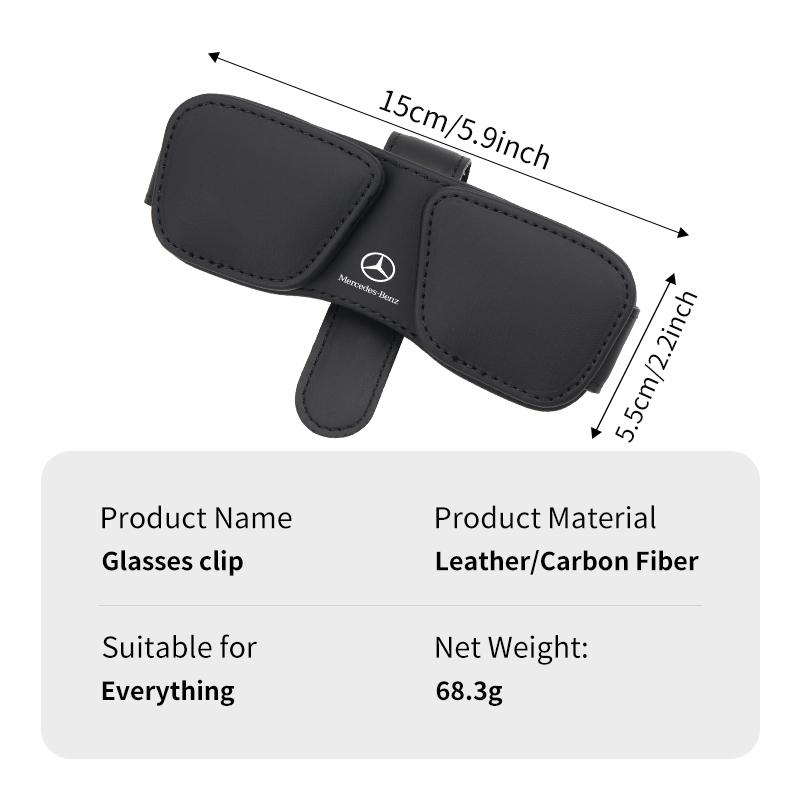 CRS1 Leather Car Sun Visor Glasses Case Card Ticket Pen Buckle Clip For Mercedes Benz CLK GLC W212 C200 C300 W203 W204 W205 W169 W176