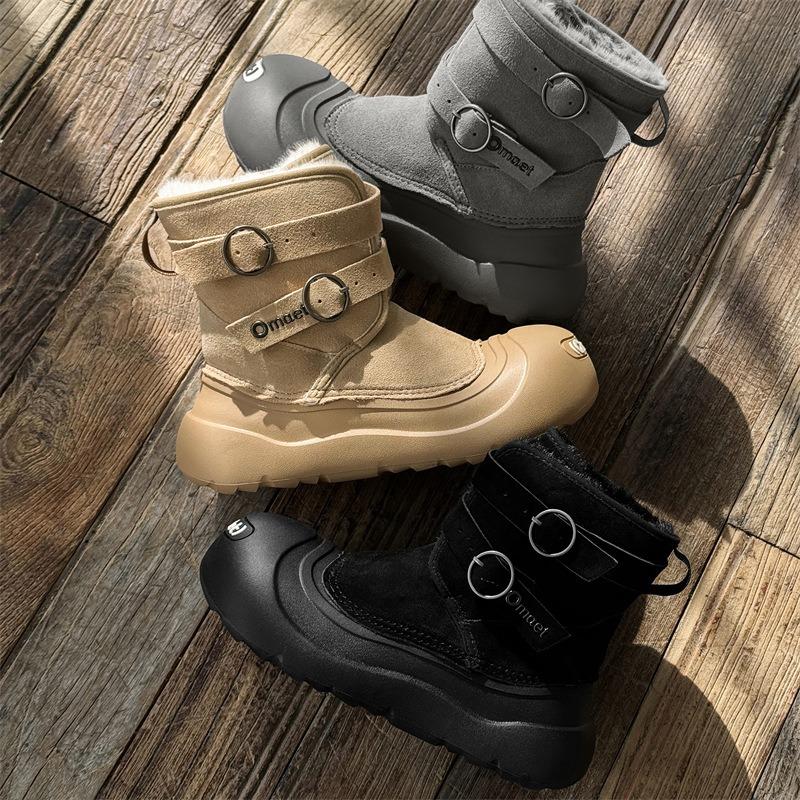 3658 [Ju Jingyi] OMAET Snow Boots Thick-soled Warm Waterproof Big Head Shoes