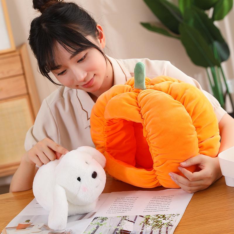Cute Dog Cat Nest Plush Toy Cartoon Small Animal Pumpkin Nest Children'S Doll