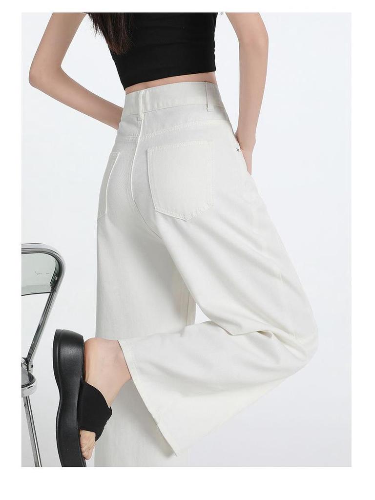 Women's Tencel Denim Wide-Leg Pants - High Waist, Slimming, Breathable, Lightweight, for Summer and Autumn