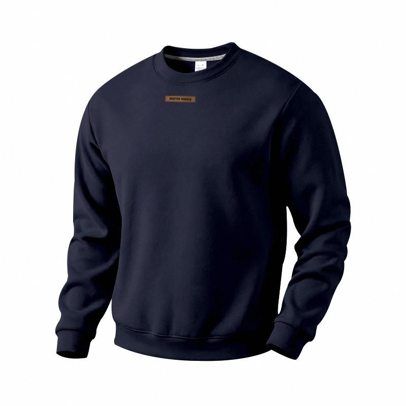 Mens Oversized Heavyweight Fleece-Lined Crewneck Sweatshirt Winter Warm Casual Long Sleeve Top