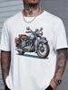 Men Summer Crew Neck Short Sleeve T Shirt Vintage Retro Motorcycle Print Casual Loose Streetwear Daily Fashion Tops For Guys