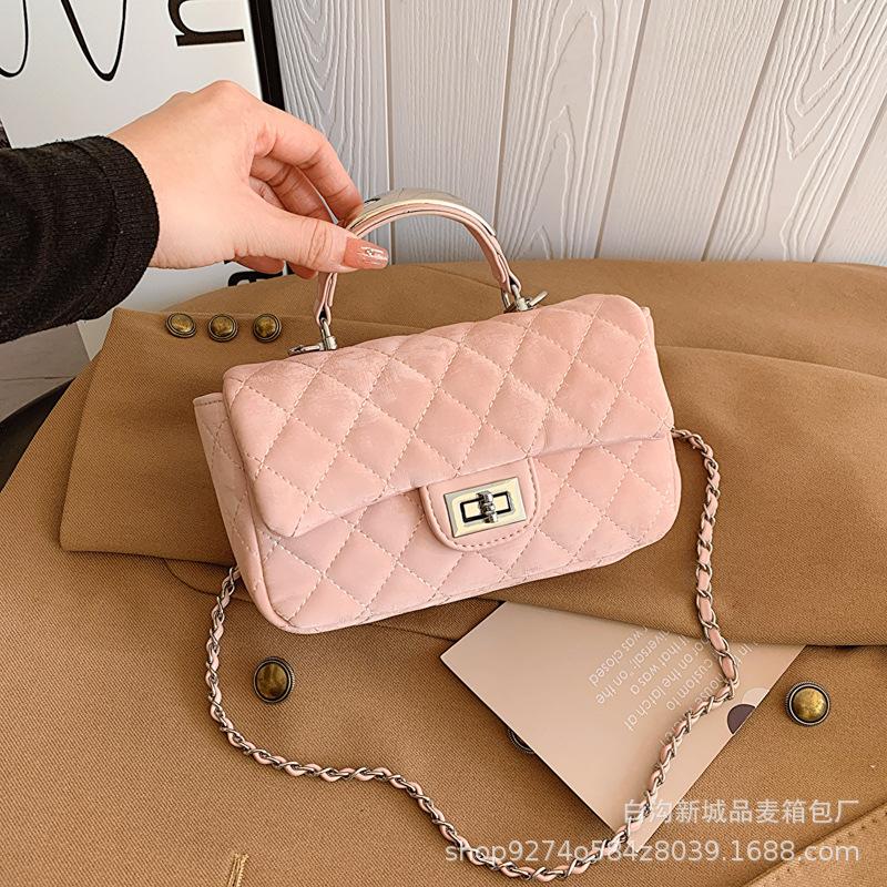 Small fresh fashion handbag women's 2025 new diamond check chain women's shoulder bag foreign style crossbody bag