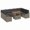 Garden Sofa Set with Storage 10 Pcs Grey Poly Rattan