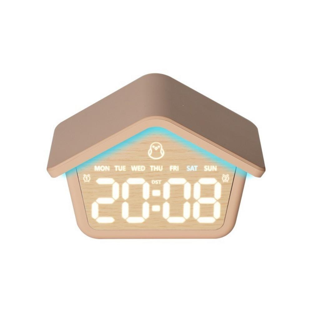 Brightness Adjustment LED Digital Alarm Clock Week Date Night Light Clock Bedroom Use
