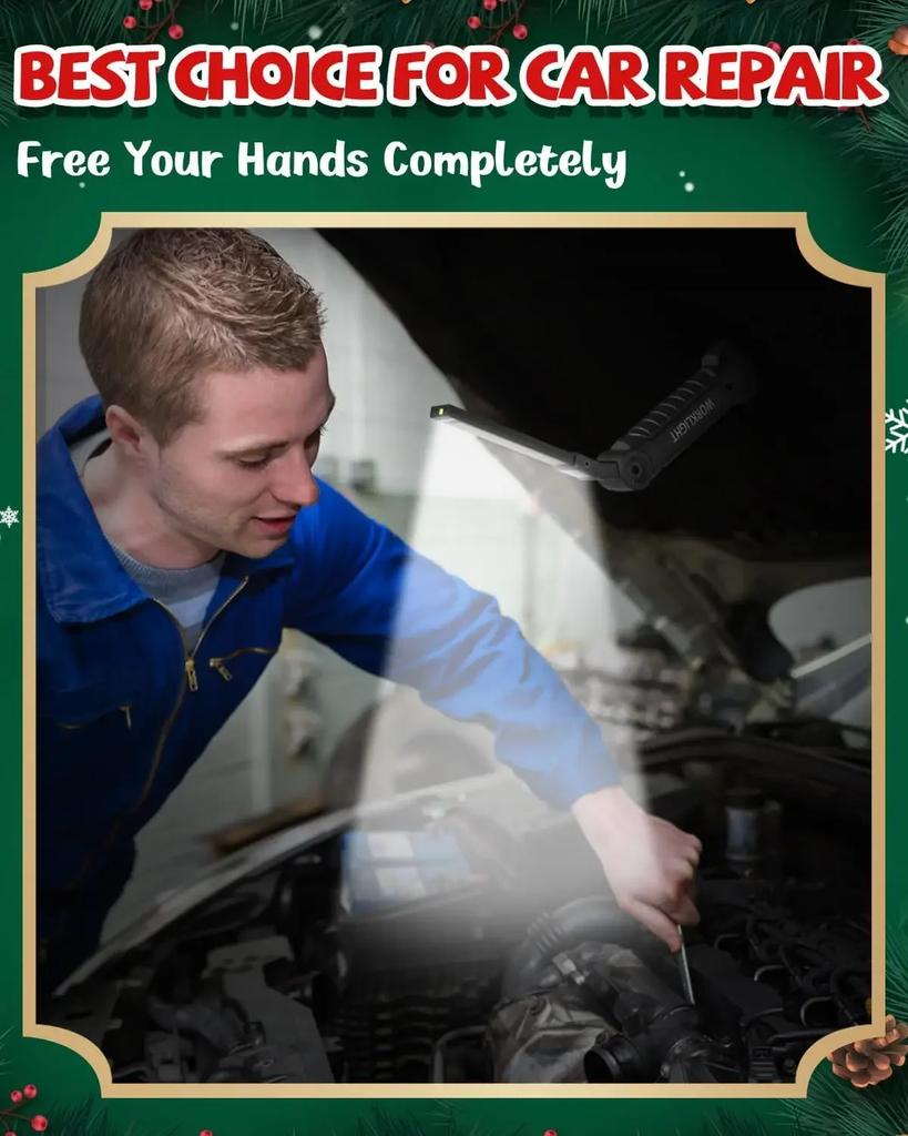 Rechargeable Led Working Light BBQ Fishing Camping Lamp With Magnet and Hook 5 Modes 360° Rotating Light Christmas Gifts For Men