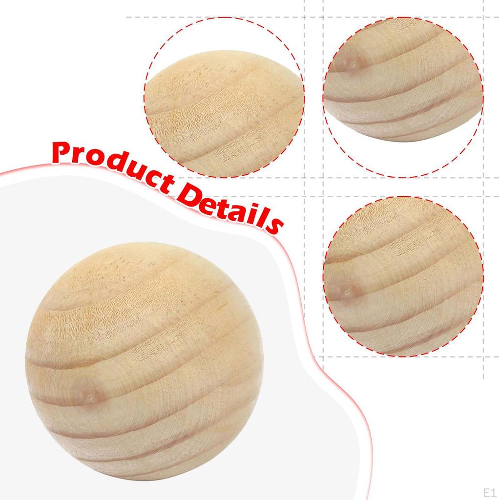 5x Wooden Balls for Crafts and DIY Projects No Hole 70mm Diameter Ornaments Decor Unpainted
