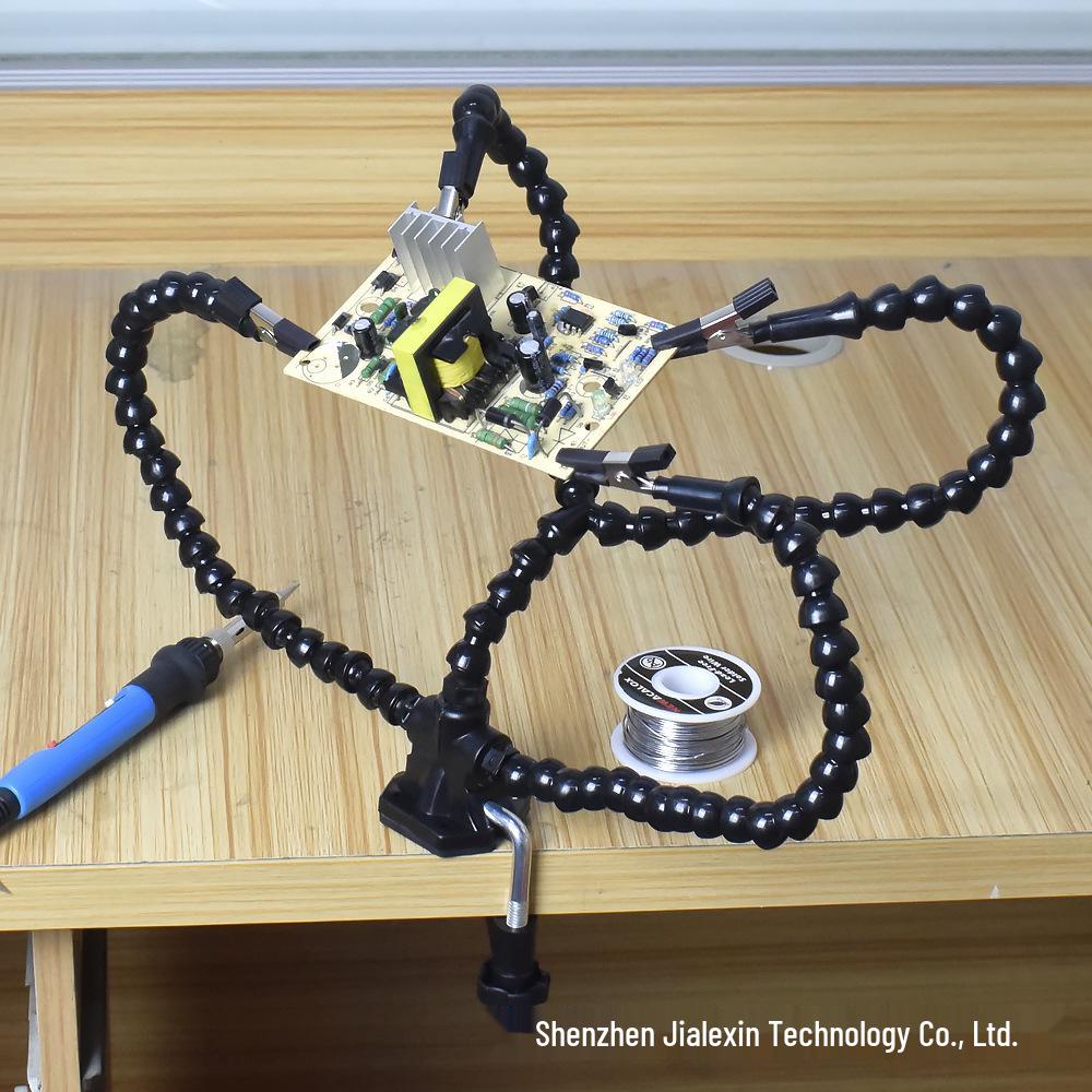 Four-Jaw Soldering Station with Flexible Arm and PCB Holder for Multifunctional Welding and Model Repair.