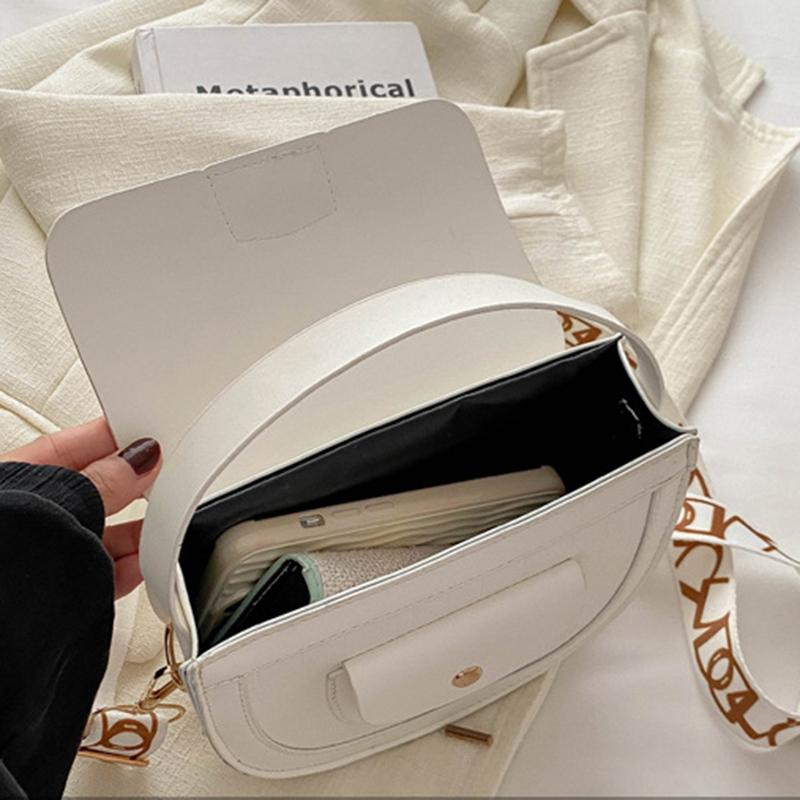 Fashion Women's Wide Strap Top Handle Shoulder Bag Retro PU Leather Solid Color Crossbody Bag Girls Mobile Phone Bag KTY