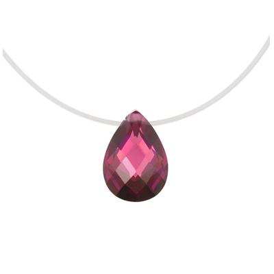 [R3100] - 'Essentiel' Ruby ​​silver Cable Necklace (drop) - 10x7mm