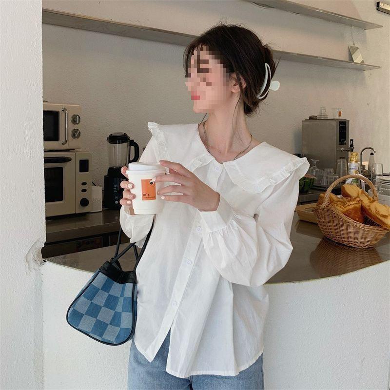 Autumn 2025 Korean Doll Collar Loose Fit Shirt for Women