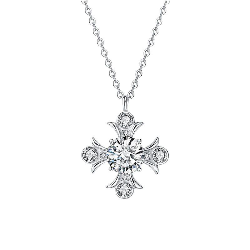S925 Sterling Silver Women's Necklace, Retro Cross Clavicle Pendant, Luxe High-End Accessory