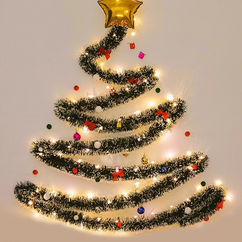 LED Christmas Leaves Wall Decoration String Lights 2/3/5m Battery Powered for Wedding Holiday Home Party Garden Decor