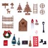 1 Set 1:12 Dollhouse Miniature Christmas Decor Fairy Door Elf Fence Tree Model DollHouse Accessories Kids Role Play Toy